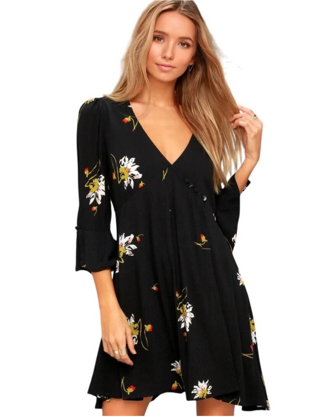 Free People Time On My Side Mini Dress in Black Combo